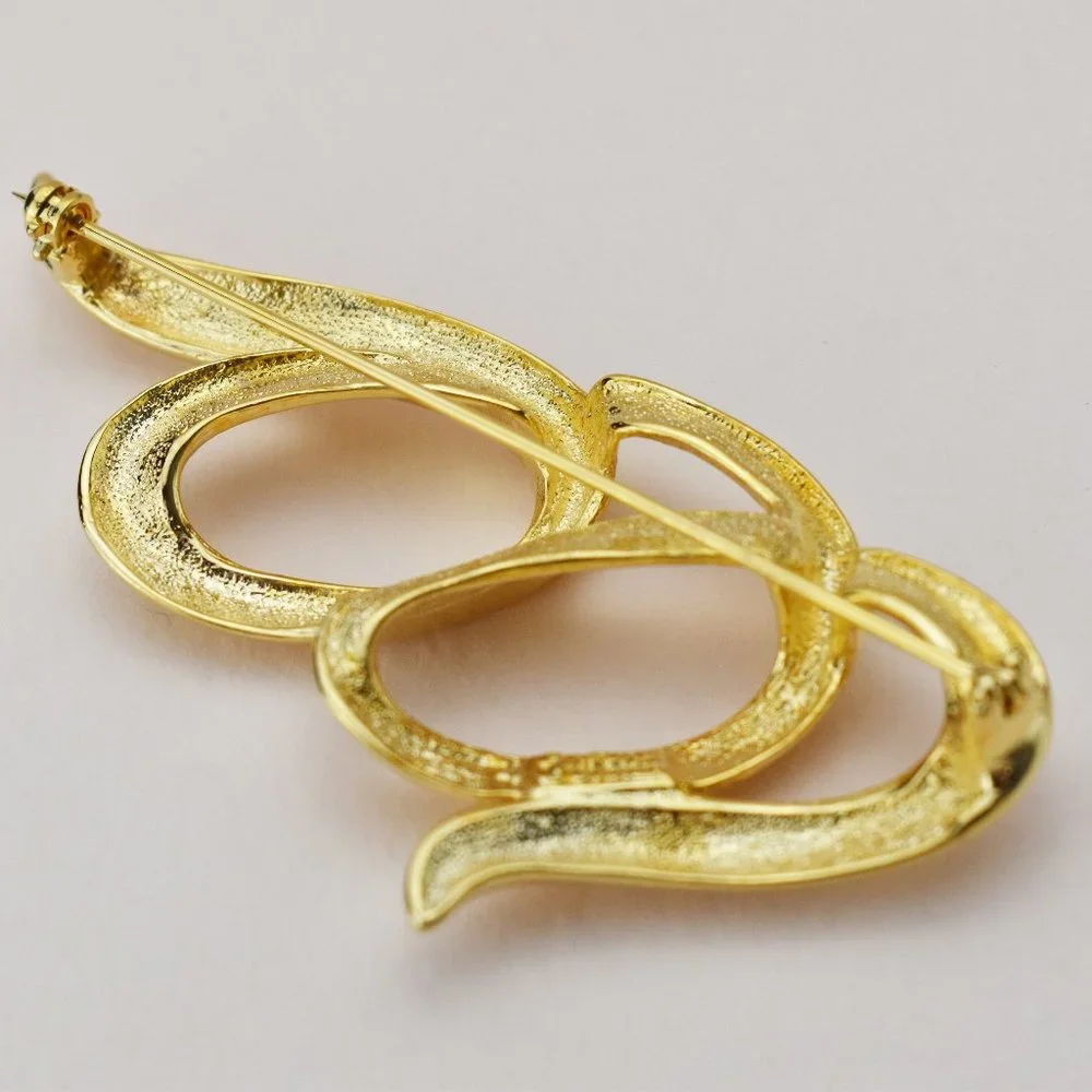 Huge abstract brooch gold, very large quirky lapel pin
